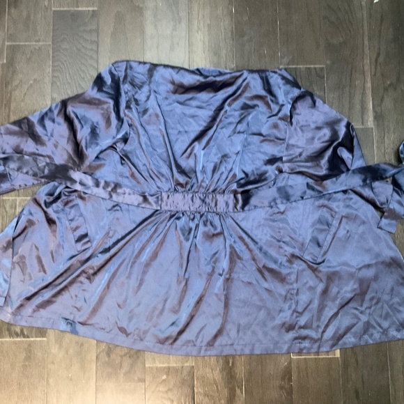 Victorias Secret Womens Robe Dark Blue Navy Silky Tie 3/4 Sleeve One Size - Picture 7 of 10